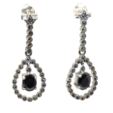 Earrings Silver 925 Sterling Natural Marcasite & Onyx Gem Stone Handmade Women Gift E415